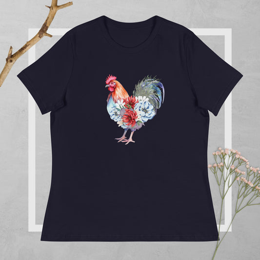 Rooster of Roses Women's Relaxed T-Shirt